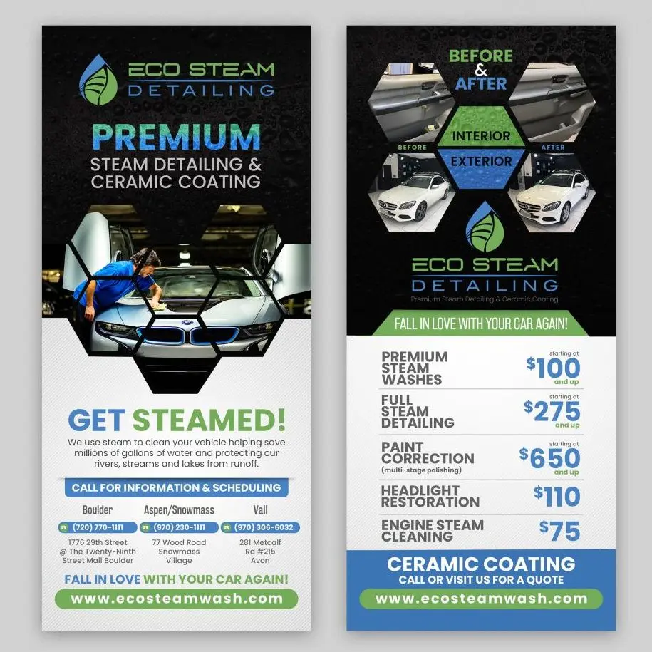 Eco Steam Detailing Rack Card