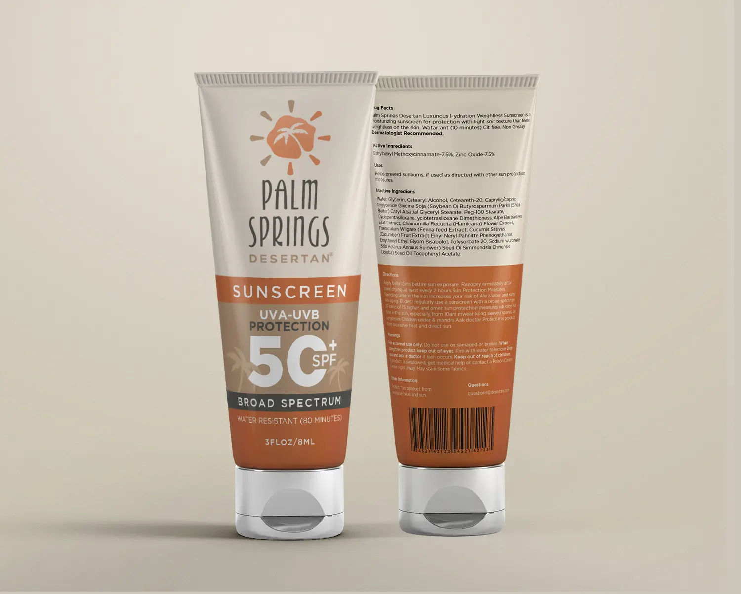Palm Springs Desertan- Sunscreen Packaging Design